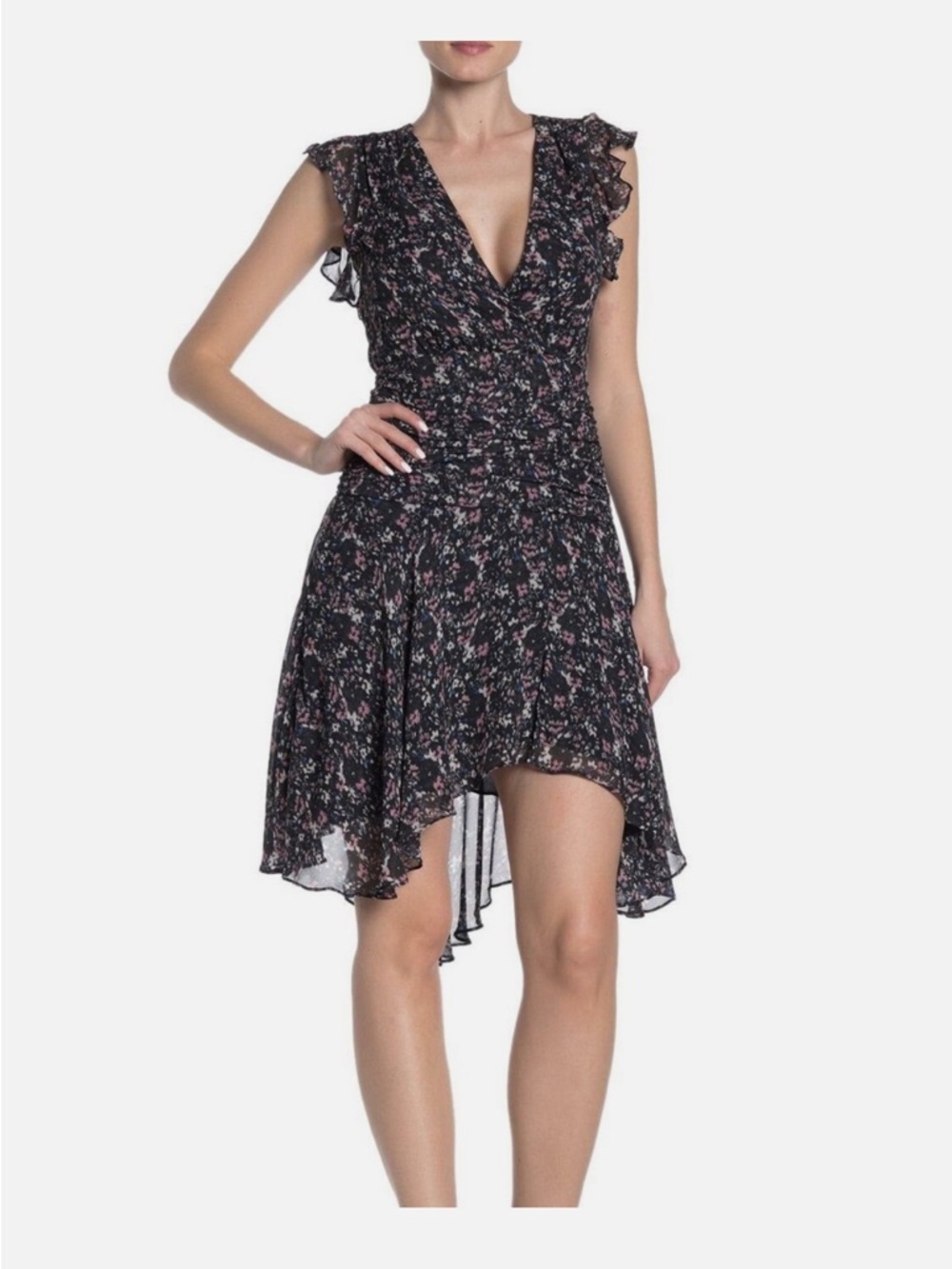 **NEW** All Saints Caris Sketch Dress US Size 2 Black Multi Color